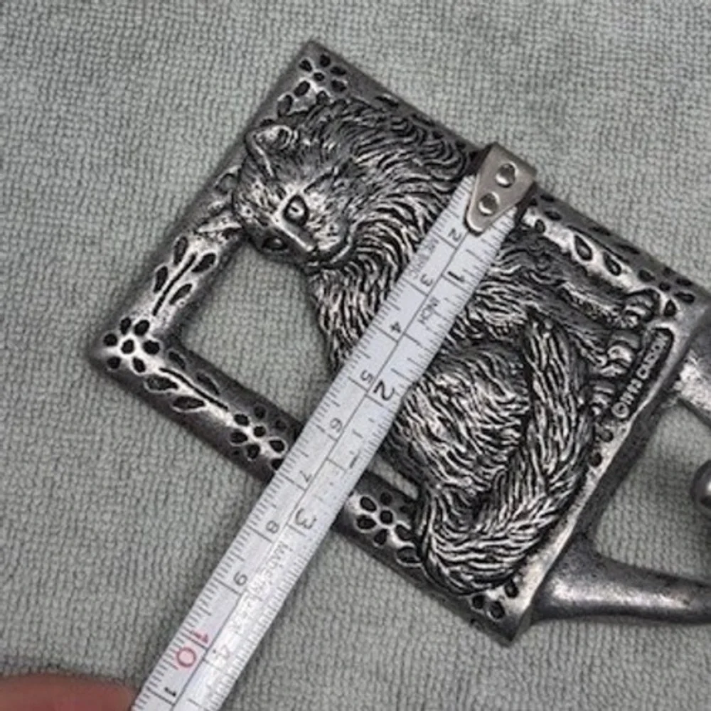 Vintage 1993 Carson Pewter Longhair Cat Wall Hook Floral Frame Silver Tone Metal